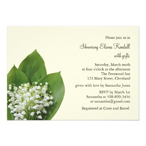 Lily of the Valley Bridal Shower Invitation ivory