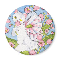 Lily of the valley catterfly round magnet magnets