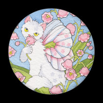 Lily of the valley catterfly round magnet