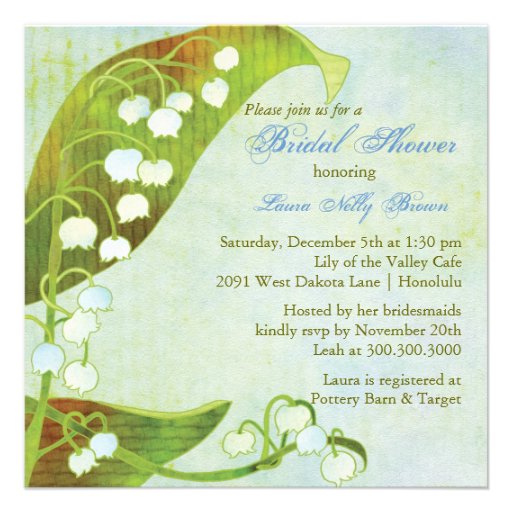 Lily of the Valley Green Floral Bridal Shower Personalized Invitations