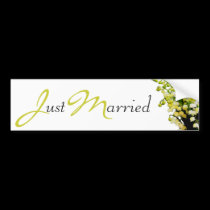 Lily of the Valley Just Married Bumper Sticker bumper stickers by ArtByLindaLou Lily of the Valley Just Married Bumper Sticker bumper stickers
