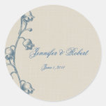 Lily of the Valley on Linen Envelope Seal Round Sticker