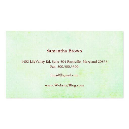 Lily of the Valley Spa & Salon Business Cards (back side)