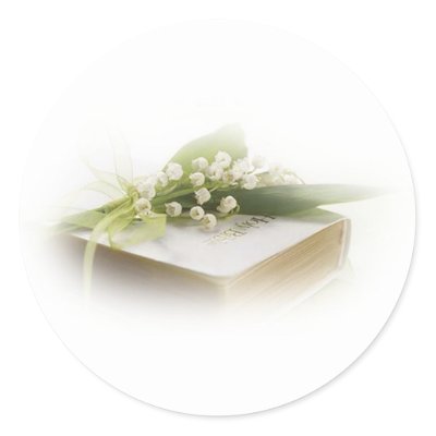 lily of the valley with bible round stickers