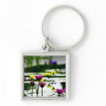 Lily Pad Flowers Pink, Yellow, Blue Key Chains