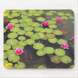 lily pad with pink flowers mousepad