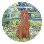 Lily Pond Bridge - Dark Red Standard Poodle #1 Round Stickers