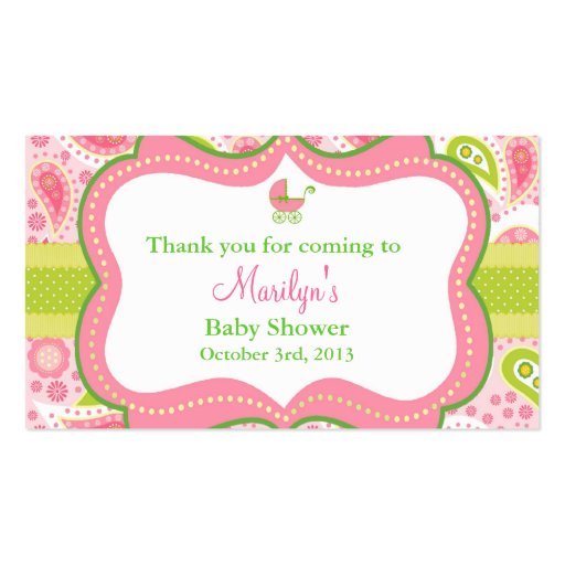 Lily Pulitzer Inspired Favor Tags Matched Invite Business Cards (front side)
