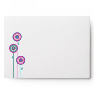 Lily Rachel Pink Teal Flowers 5x7 Envelope envelope