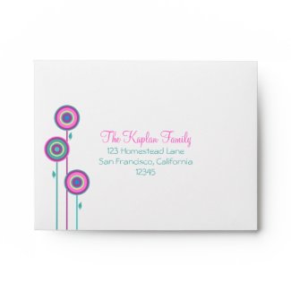 Lily Rachel Pink Teal Flowers RSVP Envelope envelope