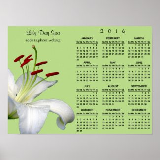 Lily, White and Red Business Promo 2016 Calendar Poster