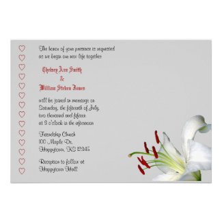 Lily, White and Red Wedding Invitations