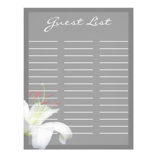 ... , White and Red Wedding Lined Guest Log Letterhead Template Zazzle