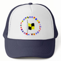 Lima  You should stop  . Nautical Signal Flag Trucker Hat