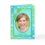 Lime and Aqua Polka Dot Thank You Card with Photo
