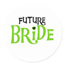 Lime and Black Future Bride Round Stickers