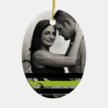 Lime and Black Photo Engagement Ornament