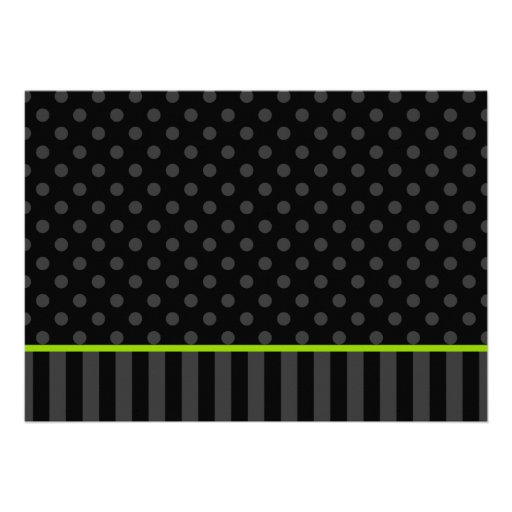 Lime and Black Polka Dot Stripes Sweet 16 Birthday Custom Announcement