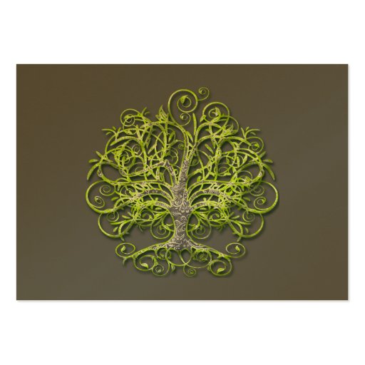 Lime and Brown Swirled Tree Business Card (back side)