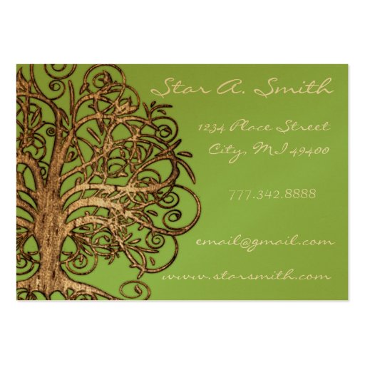 Lime and Brown Tree Business Card Templates (front side)