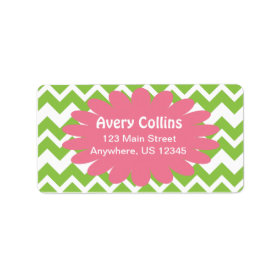 Lime and Pink Chevron Zigzag Labels