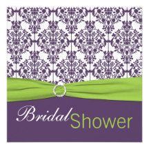Lime and Purple Damask Bridal Shower Invitation
