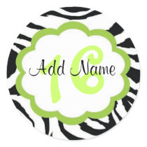 Lime and Zebra Sweet Sixteen Birthday Sticker