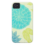 Lime & Aqua Flower Print Case-Mate iPhone 4 Cases