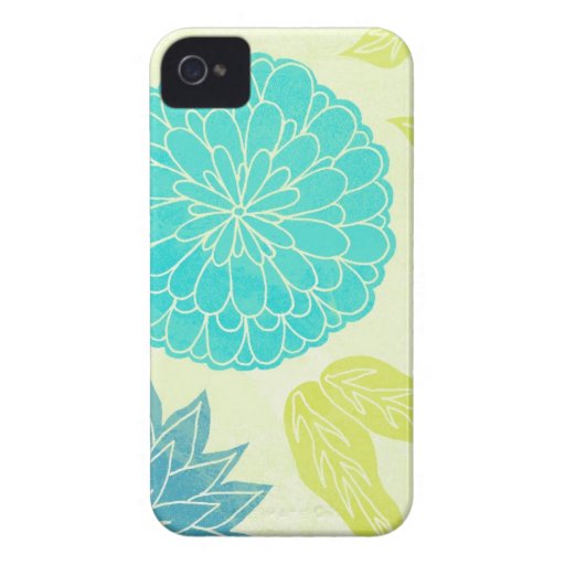 Lime & Aqua Flower Print Case-Mate iPhone 4 Cases