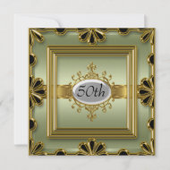 Lime Birthday Party Invitation Square Gold