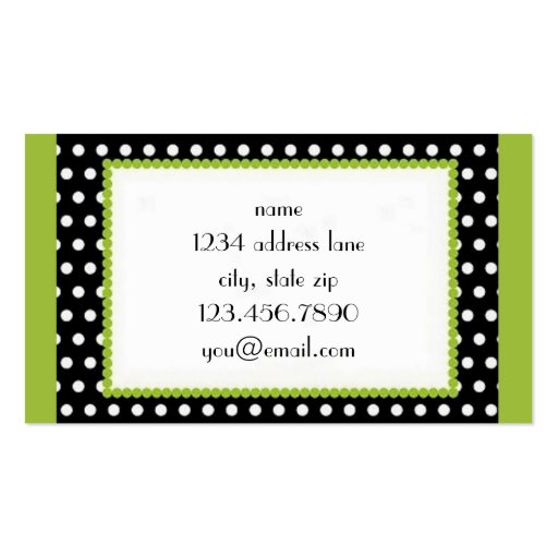 Lime, Black and White Business Cards (back side)