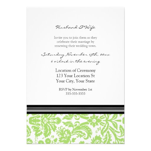 Lime Black Photo Wedding Vow Renewal Invitation