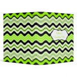 Lime, Black, White Wavy Striped Binder