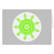 Lime Burst Fractal. Green, gray and white. Card