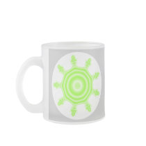 Lime Burst Fractal. Green, gray and white. Mug
