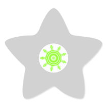 Lime Burst Fractal. Green, gray and white. Sticker