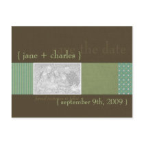 Lime & Chocolate Photo Save the Date postcards