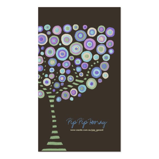 Lime Chocolate Purple Retro Tree Business Card (front side)