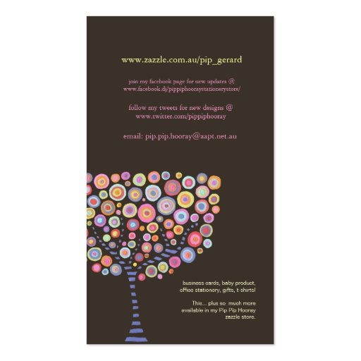 Lime Chocolate Tree Online Store Business Card (back side)