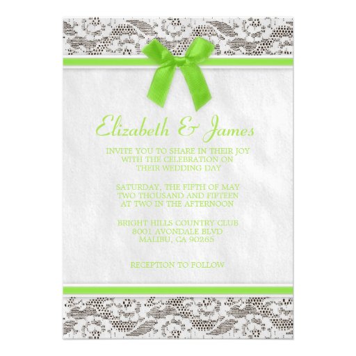 Lime Country Lace Wedding Invitations