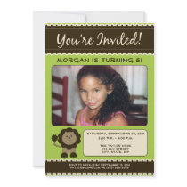 Lime Custom 5x7 Flat Lion Birthday Party Invite invitations