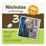 Lime Custom Lion & Birdie Birthday Party Invite