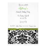 lime damask Sweet Sixteen party Invitation invitations