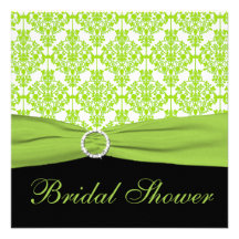 Lime Damask with Black Bridal Shower Invitation