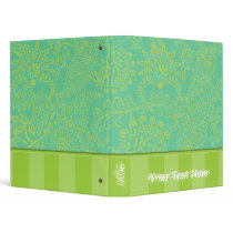 Lime & Deep Aqua Blue Binder With Stripes