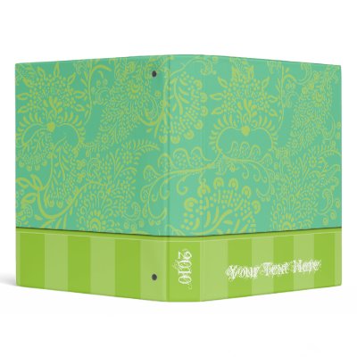 Lime & Deep Aqua Blue Binder With Stripes