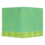 Lime & Deep Aqua Blue Cute Funky Love Birds Binder