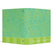 Lime & Deep Aqua Blue Cute Funky Love Birds Binder