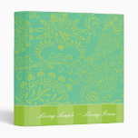 Lime & Deep Aqua Blue Cute Funky Love Birds Binder