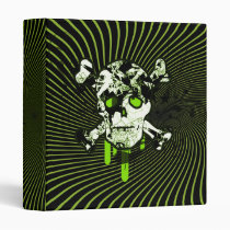 Lime Embellished Skull 3 Ring Binder